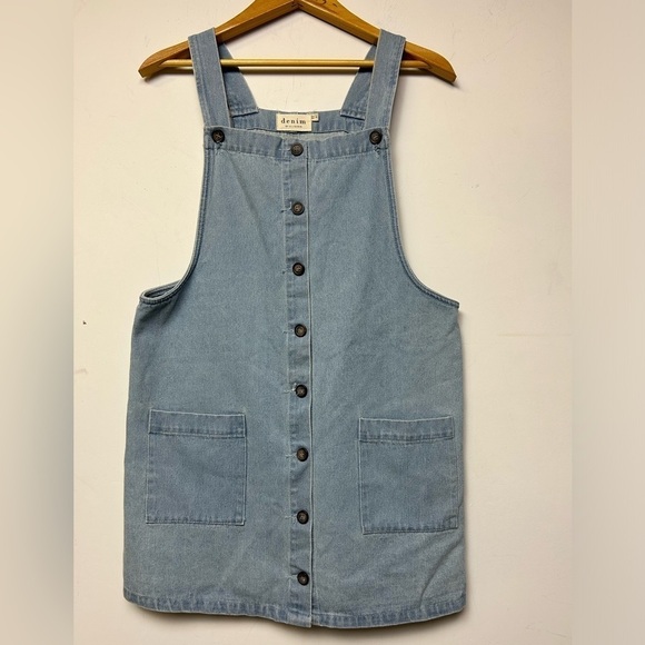 Vintage Denim by Ellison Overall Button down Dress Skirt Blue Size M - Picture 3 of 10